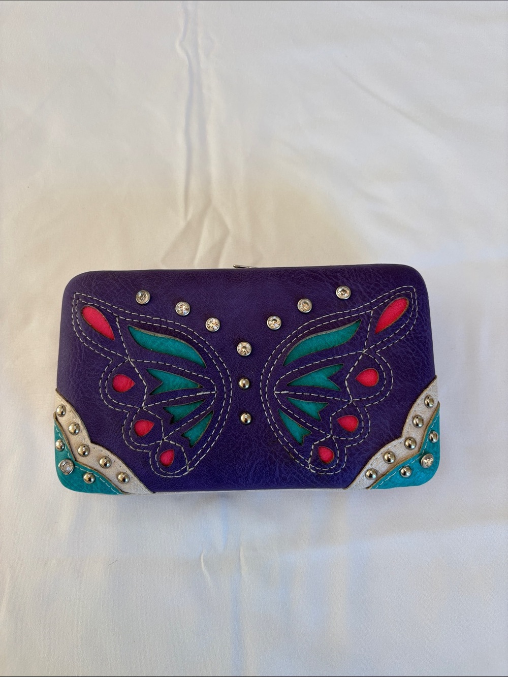 Purple Butterfly-Accent Women's Wallet
